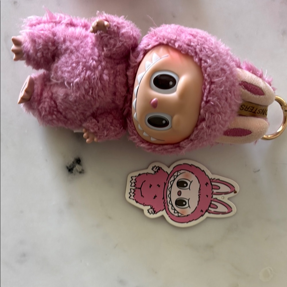 Labubu Pink Plush Keychain Accessory